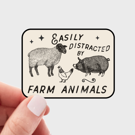 Easily Distracted by Farm Animals Sticker
