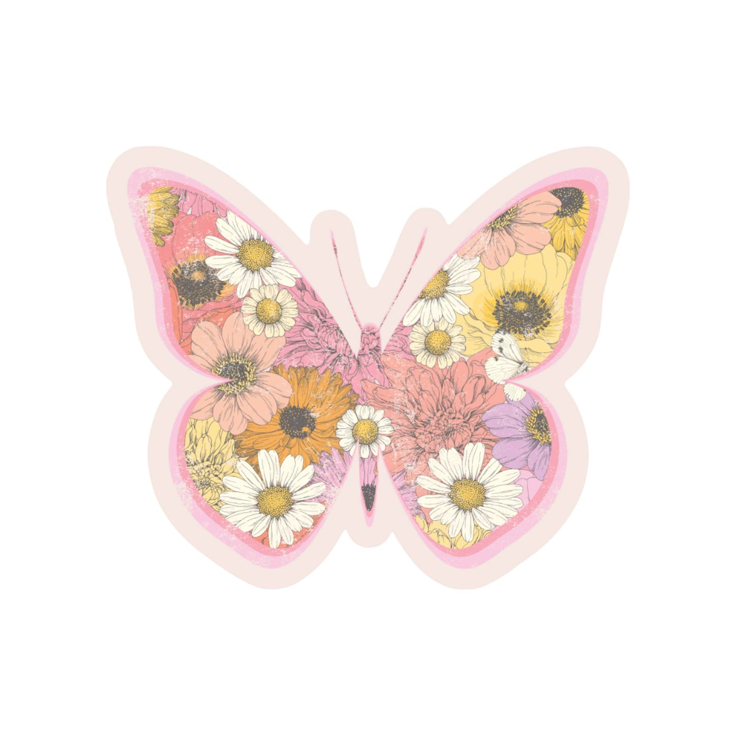 Floral Butterfly Vinyl Sticker