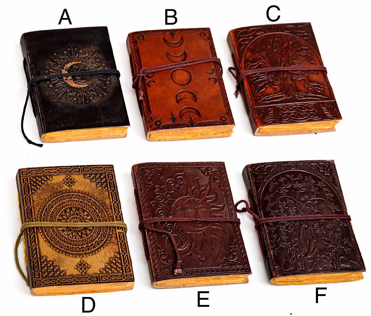 Mini Leather Journal, Embossed String-Tie