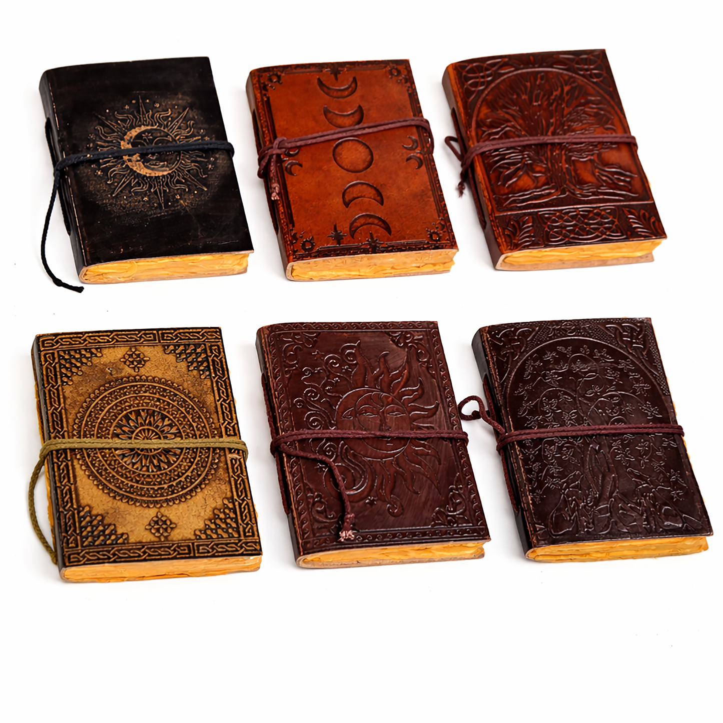 Mini Leather Journal, Embossed String-Tie