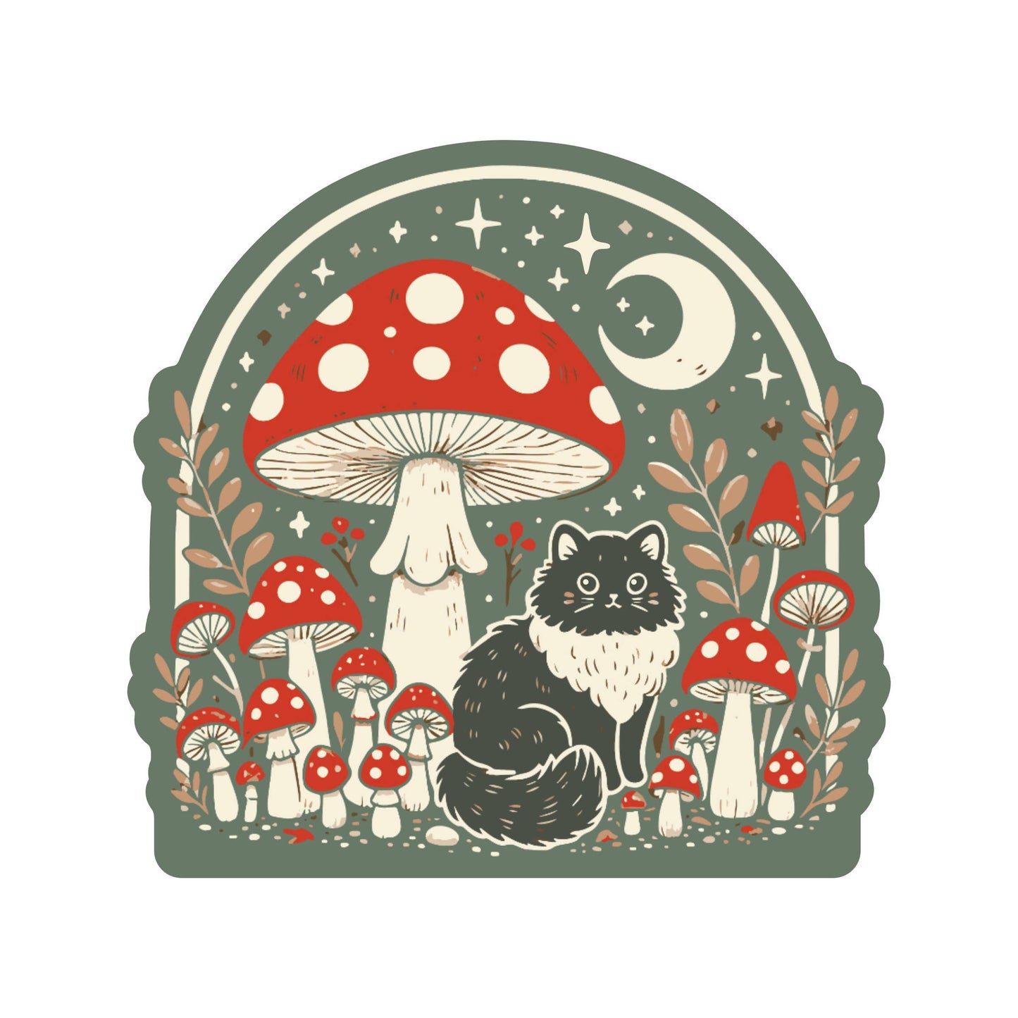 Mushroom Kitty Vinyl Sticker