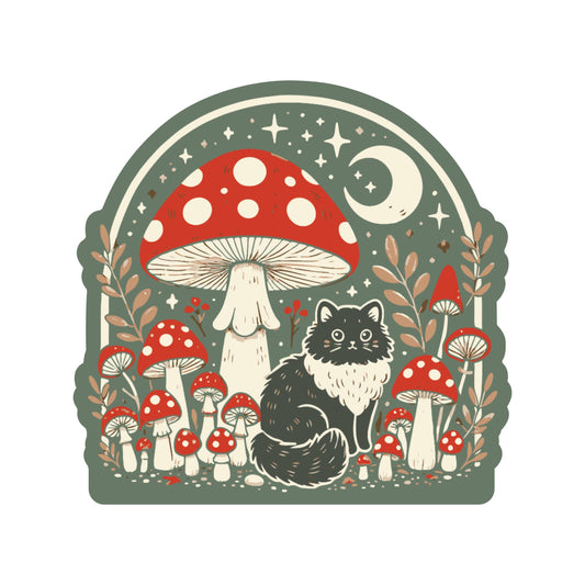Mushroom Kitty Vinyl Sticker